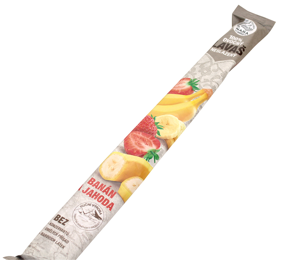 Ovocná trubička LAVAŠ banán/jahoda 140g Nara Natur