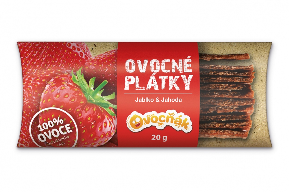 Ovocné plátky jablko-jahoda 100 % 20 g OVOCŇÁK