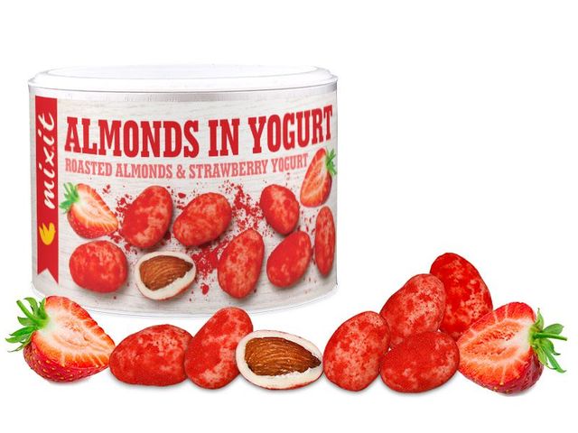 Mandle v jogurtu s jahodovým prachem 240 g