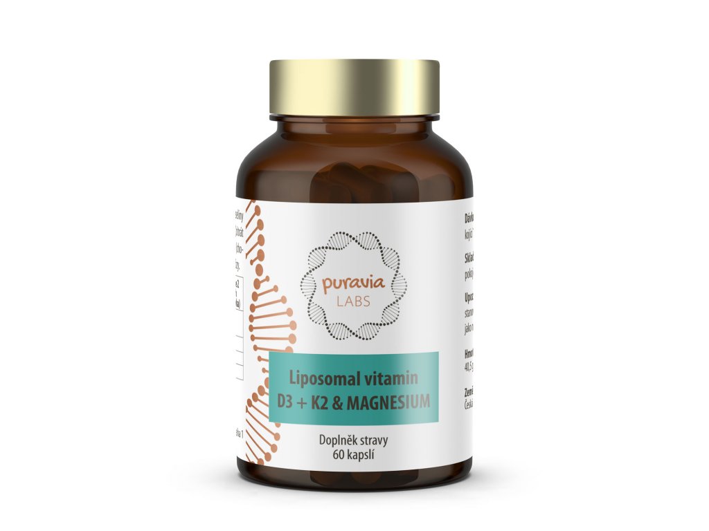 Liposomální vitamín D3 + K2 + hořčík, 60 kapslí 