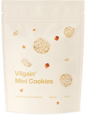 Vilgain Mini Cookies BIO ⁠bez lepku 100 g - Slaný karamel s mandlemi