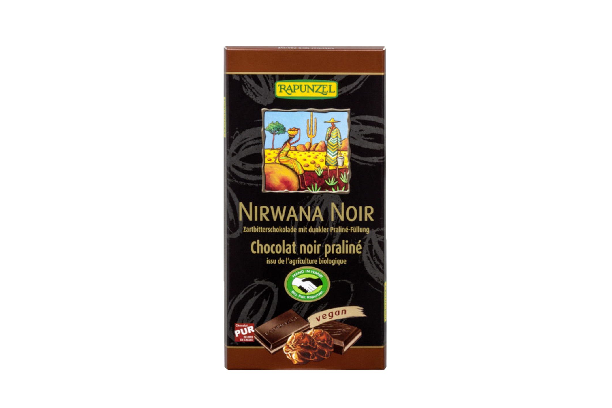 Čokoláda hořká NIRWANA NOIR s pralinkovou náplní BIO VEGAN 55% - Rapunzel 100 g