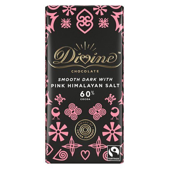 Divine hořká čokoláda s růžovou himalájskou solí 90 g
