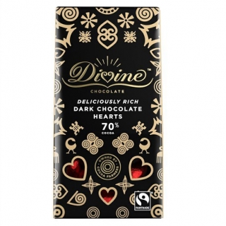 Divine hořká čokoládová srdíčka 70 % 80 g